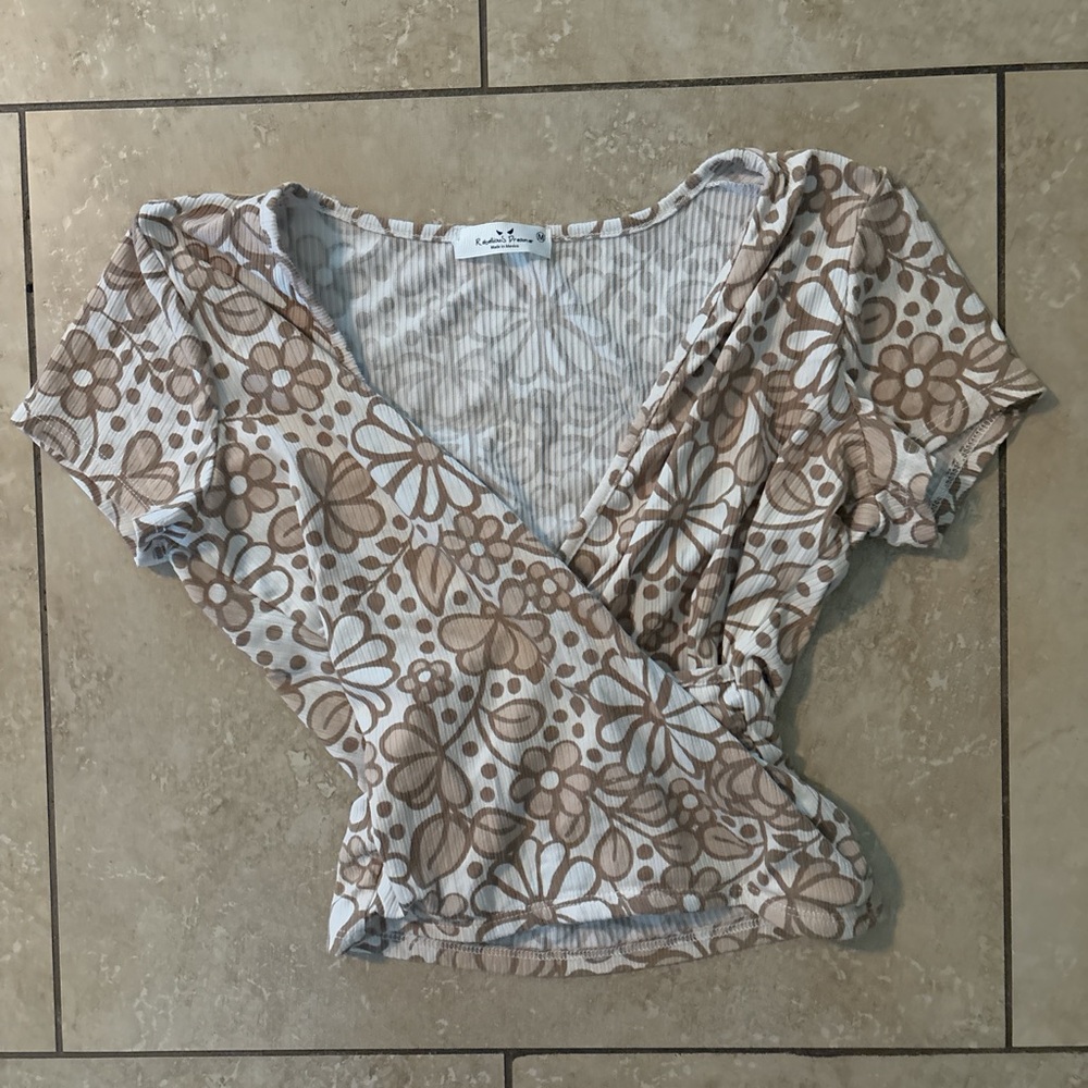 Cute Floral Wrap Top
